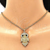Oro Laminado Fancy Pendant, Gold Filled Style Owl Design, with Black and White Crystal, Polished, Golden Finish, 05.213.0069