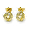 Oro Laminado Stud Earring, Gold Filled Style Love Knot Design, Polished, Golden Finish, 02.213.0165