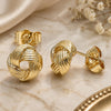 Oro Laminado Stud Earring, Gold Filled Style Love Knot Design, Polished, Golden Finish, 02.213.0165