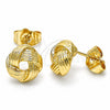 Oro Laminado Stud Earring, Gold Filled Style Love Knot Design, Polished, Golden Finish, 02.213.0165