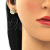 Oro Laminado Stud Earring, Gold Filled Style Love Knot Design, with White Cubic Zirconia, Polished, Golden Finish, 02.213.0166
