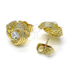 Oro Laminado Stud Earring, Gold Filled Style Love Knot Design, with White Cubic Zirconia, Polished, Golden Finish, 02.213.0166