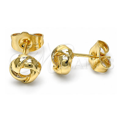 Oro Laminado Stud Earring, Gold Filled Style Love Knot Design, Polished, Golden Finish, 02.213.0167