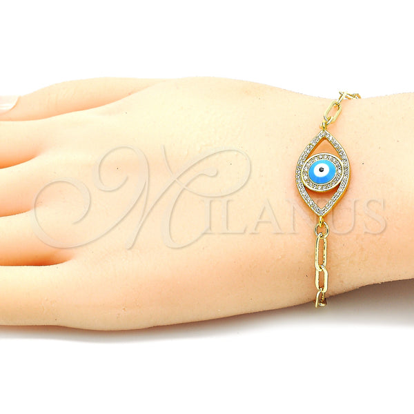 Gold Filled Bracelet — Fancy Bracelet Evil Eye and Paperclip Design with — alternate product view — SKU 132200 | Oro Laminado brazalete — elegante Bracelet Evil Eye and Paperclip diseño with — SKU 132200