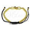 Oro Laminado Fancy Bracelet, Gold Filled Style Infinite and Ball Design, with Multicolor Cubic Zirconia, Polished, Golden Finish, 03.341.0031.11 (04 MM Thickness, 11 Inches Length)