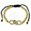 Oro Laminado Fancy Bracelet, Gold Filled Style Infinite and Ball Design, with Multicolor Cubic Zirconia, Polished, Golden Finish, 03.341.0031.11 (04 MM Thickness, 11 Inches Length)