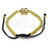 Oro Laminado Fancy Bracelet, Gold Filled Style Star of David and Ball Design, with Multicolor Cubic Zirconia, Multicolor Enamel Finish, Golden Finish, 03.341.0032.11 (04 MM Thickness, 11 Inches Length)