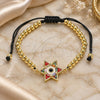 Oro Laminado Fancy Bracelet, Gold Filled Style Star of David and Ball Design, with Multicolor Cubic Zirconia, Multicolor Enamel Finish, Golden Finish, 03.341.0032.11 (04 MM Thickness, 11 Inches Length)