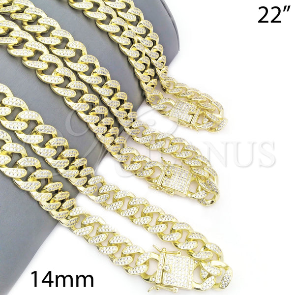 Gold Filled Necklace — Basic Necklace Miami Cuban Design with White Micro — main product view — SKU 132224 | Oro Laminado collar — básico Necklace Miami Cuban diseño with blanco Micro — SKU 132224