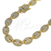 Oro Laminado Fancy Necklace, Gold Filled Style Puff Mariner Design, with White Micro Pave, Polished, Golden Finish, 04.373.0002.20 (12 MM Thickness, 20 Inches Length)
