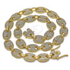 Oro Laminado Fancy Necklace, Gold Filled Style Puff Mariner Design, with White Micro Pave, Polished, Golden Finish, 04.373.0002.20 (12 MM Thickness, 20 Inches Length)