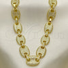 Oro Laminado Fancy Necklace, Gold Filled Style Puff Mariner Design, with White Micro Pave, Polished, Golden Finish, 04.373.0002.20 (12 MM Thickness, 20 Inches Length)