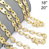 Oro Laminado Fancy Necklace, Gold Filled Style Puff Mariner Design, with White Micro Pave, Polished, Golden Finish, 04.373.0002.20 (12 MM Thickness, 20 Inches Length)