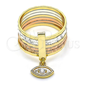 Gold Filled Ring — Multi Stone Ring Semanario and Evil Eye Design — main product view — SKU 132244 | Oro Laminado anillo — Multi Stone Ring Semanario and Evil Eye diseño — SKU 132244