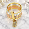 Oro Laminado Elegant Ring, Gold Filled Style Semanario and Owl Design, Diamond Cutting Finish, Tricolor, 01.253.0034.06 (Size 6)