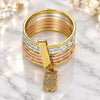 Oro Laminado Elegant Ring, Gold Filled Style Semanario and Owl Design, Diamond Cutting Finish, Tricolor, 01.253.0034.07 (Size 7)