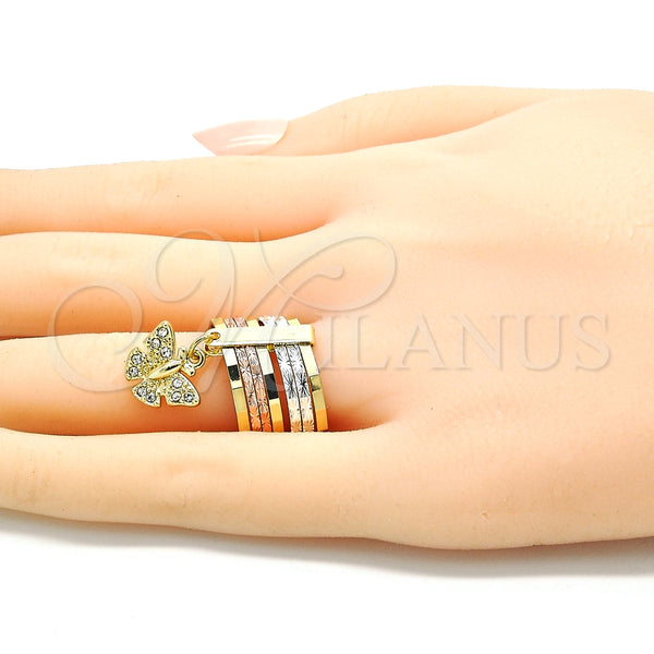 Gold Filled Ring — Multi Stone Ring Semanario and Butterfly Design with — alternate product view — SKU 132251 | Oro Laminado anillo — Multi Stone Ring Semanario and Butterfly diseño with — SKU 132251