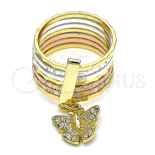 Gold Filled Ring — Multi Stone Ring Semanario and Butterfly Design with — main product view — SKU 132251 | Oro Laminado anillo — Multi Stone Ring Semanario and Butterfly diseño with — SKU 132251
