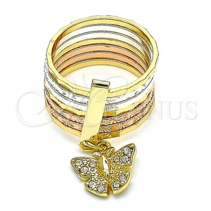 Gold Filled Ring — Multi Stone Ring Semanario and Butterfly Design with — main product view — SKU 132254 | Oro Laminado anillo — Multi Stone Ring Semanario and Butterfly diseño with — SKU 132254