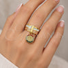 Oro Laminado Multi Stone Ring, Gold Filled Style Semanario and San Benito Design, with Multicolor Crystal, Diamond Cutting Finish, Tricolor, 01.253.0036.07 (Size 7)