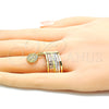 Oro Laminado Elegant Ring, Gold Filled Style Semanario and San Judas Design, Diamond Cutting Finish, Tricolor, 01.253.0037.09 (Size 9)