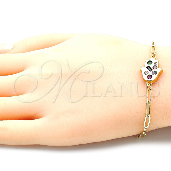 Gold Filled Bracelet — Fancy Bracelet Hand of God and Paperclip Design — alternate product view — SKU 132308 | Oro Laminado brazalete — elegante Bracelet Hand of God and Paperclip diseño — SKU 132308