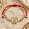 Oro Laminado Adjustable Bolo Bracelet, Gold Filled Style Guadalupe and Heart Design, with White Micro Pave, Polished, Golden Finish, 03.207.0107.11 (04 MM Thickness, 11 Inches Length)