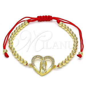 Gold Filled Bracelet — Adjustable Bolo Bracelet Guadalupe and Heart Design with — main product view — SKU 132310 | Oro Laminado brazalete — Adjustable Bolo Bracelet Guadalupe and corazón diseño with — SKU 132310