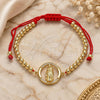 Oro Laminado Adjustable Bolo Bracelet, Gold Filled Style Guadalupe and Ball Design, with White Micro Pave, Polished, Golden Finish, 03.207.0108.11 (04 MM Thickness, 11 Inches Length)