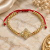 Oro Laminado Fancy Bracelet, Gold Filled Style Guadalupe and Ball Design, with White Micro Pave, Polished, Golden Finish, 03.207.0110.11 (04 MM Thickness, 11 Inches Length)
