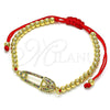 Oro Laminado Fancy Bracelet, Gold Filled Style Ball Design, with Multicolor Micro Pave, Polished, Golden Finish, 03.207.0116.11 (04 MM Thickness, 11 Inches Length)