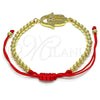 Oro Laminado Fancy Bracelet, Gold Filled Style Hand of God and Ball Design, with White and Black Micro Pave, Polished, Golden Finish, 03.207.0118.11 (04 MM Thickness, 11 Inches Length)