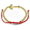 Oro Laminado Fancy Bracelet, Gold Filled Style Anchor and Ball Design, with Multicolor Cubic Zirconia and Multicolor Micro Pave, Polished, Golden Finish, 03.207.0119.11 (04 MM Thickness, 11 Inches Length)