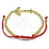 Oro Laminado Fancy Bracelet, Gold Filled Style Anchor and Ball Design, with Multicolor Cubic Zirconia and Multicolor Micro Pave, Polished, Golden Finish, 03.207.0119.11 (04 MM Thickness, 11 Inches Length)