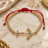 Oro Laminado Fancy Bracelet, Gold Filled Style Anchor and Ball Design, with Multicolor Cubic Zirconia and Multicolor Micro Pave, Polished, Golden Finish, 03.207.0119.11 (04 MM Thickness, 11 Inches Length)