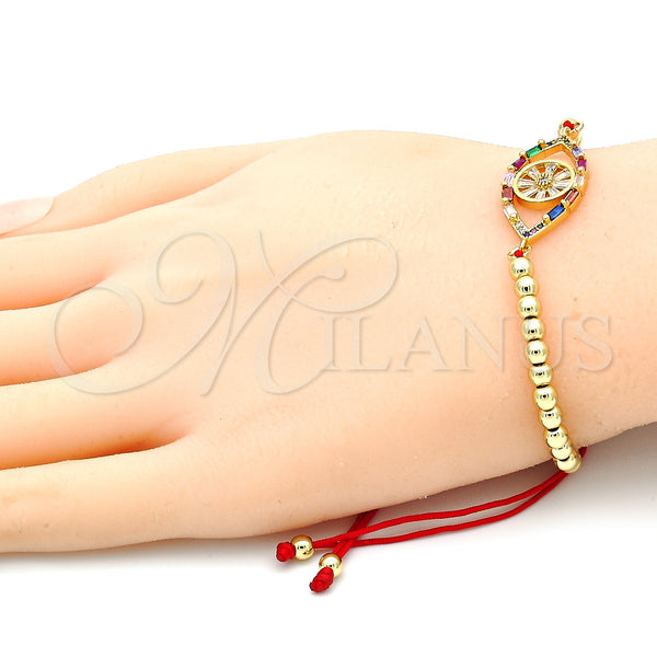 Gold Filled Bracelet — Fancy Bracelet Ball and Baguette Design with Multicolor — alternate product view — SKU 132324 | Oro Laminado brazalete — elegante Bracelet Ball and Baguette diseño with Multicolor — SKU 132324