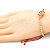 Oro Laminado Fancy Bracelet, Gold Filled Style Ball and Baguette Design, with Multicolor Cubic Zirconia and Multicolor Micro Pave, Polished, Golden Finish, 03.207.0120.11 (04 MM Thickness, 11 Inches Length)
