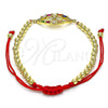 Oro Laminado Fancy Bracelet, Gold Filled Style Ball and Baguette Design, with Multicolor Cubic Zirconia and Multicolor Micro Pave, Polished, Golden Finish, 03.207.0120.11 (04 MM Thickness, 11 Inches Length)