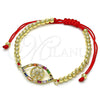Oro Laminado Fancy Bracelet, Gold Filled Style Ball and Baguette Design, with Multicolor Cubic Zirconia and Multicolor Micro Pave, Polished, Golden Finish, 03.207.0120.11 (04 MM Thickness, 11 Inches Length)