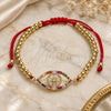 Oro Laminado Fancy Bracelet, Gold Filled Style Ball and Baguette Design, with Multicolor Cubic Zirconia and Multicolor Micro Pave, Polished, Golden Finish, 03.207.0120.11 (04 MM Thickness, 11 Inches Length)