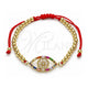 Oro Laminado Fancy Bracelet, Gold Filled Style Ball and Baguette Design, with Multicolor Cubic Zirconia and Multicolor Micro Pave, Polished, Golden Finish, 03.207.0120.11 (04 MM Thickness, 11 Inches Length)