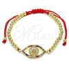 Oro Laminado Fancy Bracelet, Gold Filled Style Ball and Baguette Design, with Multicolor Cubic Zirconia and Multicolor Micro Pave, Polished, Golden Finish, 03.207.0120.11 (04 MM Thickness, 11 Inches Length)