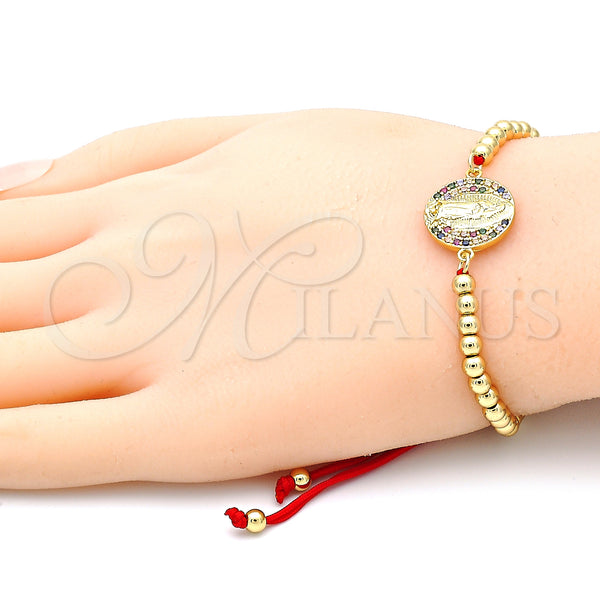 Gold Filled Bracelet — Fancy Bracelet Guadalupe and Ball Design with Multicolor — alternate product view — SKU 132325 | Oro Laminado brazalete — elegante Bracelet Guadalupe and Ball diseño with Multicolor — SKU 132325
