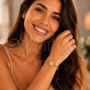 Oro Laminado Fancy Bracelet, Gold Filled Style Guadalupe and Ball Design, with Multicolor Micro Pave, Polished, Golden Finish, 03.207.0121.11 (04 MM Thickness, 11 Inches Length)