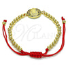 Oro Laminado Fancy Bracelet, Gold Filled Style Guadalupe and Ball Design, with Multicolor Micro Pave, Polished, Golden Finish, 03.207.0121.11 (04 MM Thickness, 11 Inches Length)