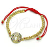 Oro Laminado Fancy Bracelet, Gold Filled Style Guadalupe and Ball Design, with Multicolor Micro Pave, Polished, Golden Finish, 03.207.0121.11 (04 MM Thickness, 11 Inches Length)
