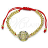 Oro Laminado Fancy Bracelet, Gold Filled Style Guadalupe and Ball Design, with Multicolor Micro Pave, Polished, Golden Finish, 03.207.0121.11 (04 MM Thickness, 11 Inches Length)