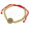 Oro Laminado Fancy Bracelet, Gold Filled Style Ball Design, with Multicolor Cubic Zirconia and White Micro Pave, Polished, Golden Finish, 03.207.0023.11 (04 MM Thickness, 11 Inches Length)