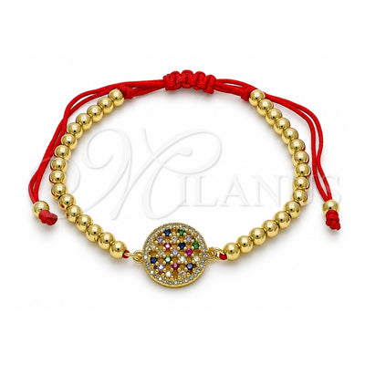 Oro Laminado Fancy Bracelet, Gold Filled Style Ball Design, with Multicolor Cubic Zirconia and White Micro Pave, Polished, Golden Finish, 03.207.0023.11 (04 MM Thickness, 11 Inches Length)