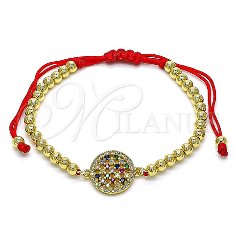 Oro Laminado Fancy Bracelet, Gold Filled Style Ball Design, with Multicolor Cubic Zirconia and White Micro Pave, Polished, Golden Finish, 03.207.0023.11 (04 MM Thickness, 11 Inches Length)
